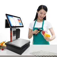 Báscula Digital Todo en Uno para Calcular Precios, Báscula de Comunicación POS para Punto de Venta con Impresora
