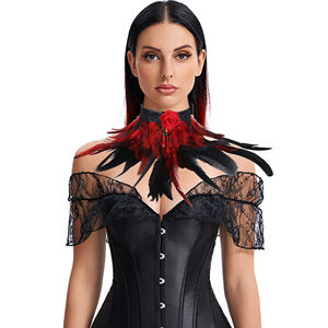 Collar <span class=keywords><strong>de</strong></span> Plumas con Rosas Rojas Góticas, Accesorio <span class=keywords><strong>de</strong></span> Disfraz para Cosplay <span class=keywords><strong>de</strong></span> Vampiro y Teatro - Product Image 2