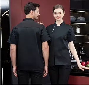 Vêtements de travail professionnels : T-shirt blanc pour la restauration, la cuisine, le chef, le <span class=keywords><strong>boulanger</strong></span>, le serveur, l'hôtelier, la veste de cuisinier, la tenue de café, l'ensemble de travail - Product Image 5