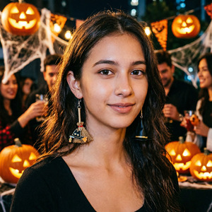 Boucles d'oreilles d'Halloween pour femmes, design créatif chapeau de <span class=keywords><strong>sorcière</strong></span> et balai, asymétriques, fantaisie, en résine acrylique, ambiance festive - Product Image 4