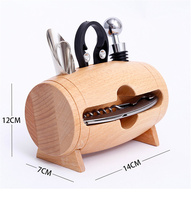Kit de porte-baril et support en bois, de 4 pièces, avec support de baril en acier inoxydable, ouvre-bouchon de bouteille de vin, ensemble d'outils de barre verseur à vis à liège