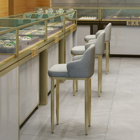 Tabouret de bar moderne en acier inoxydable avec dossier, non rotatif et non pliable, pour bijouteries, opticiens, banquette de caisse