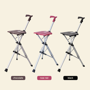 Bastón Plegable de Aluminio con Asiento, Bastón <span class=keywords><strong>para</strong></span> Caminar con un Solo Botón, Taburete Ligero y Portátil <span class=keywords><strong>para</strong></span> Personas Mayores - Product Image 3