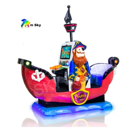 2023 Neuestes Piraten schiff 2-Sitzer Kiddie Ride Münz betriebenes interaktives Video-Ridding aus Glasfaser