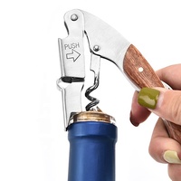 Tire-bouchon de Sommelier en Acier Inoxydable de 5 Pouces avec Manche en Bois, Coupe-capsule et Ouvre-bouteille – Outil de Bar et de Cuisine