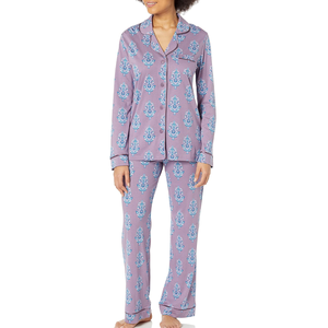 Tissu doux à manches longues et à imprimé floral personnalisé avec sangle spaghetti, orienté vers l'exportation, avec poche, ensemble de vêtements de nuit pour femmes de BD - Product Image 4