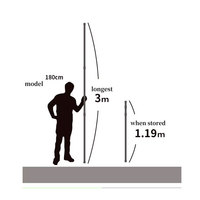 Mástil de Bandera Retráctil Portátil Telescópico de Altura Ajustable, Negro y Blanco, de Alta Calidad, Fabricado en China