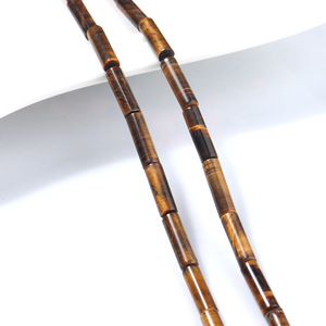 4*13mm Cylindre Naturel Long Tube Droit Pierre Perle Jaspe Rouge Pierre Oeil de Tigre Jaune Grain de Bois Jaune pour la Fabrication de Bijoux DIY - Product Image 5