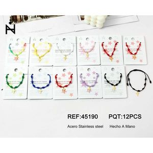 Bracciale con croce in acciaio inossidabile e nodo a sette stelle, fatto a mano, 12 pezzi, Ref45190 - Product Image 1
