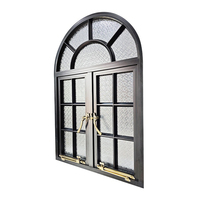 Ventanas Modernas Comerciales para Casa, de Aluminio Negro, Resistentes a Huracanes, con Marco Arqueado y Apertura Abatible