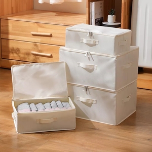 Clothes Basket Underwear Oxford folding water washing moisture-proof zipper stackable foldable wardrobe organizer storage box