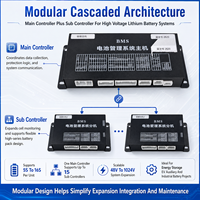 EC-HV-MC1+EC-HV-SC2 48S BMS intelligent en cascade pour batteries au lithium avec écran LCD de 4,3 pouces CAN RS485 pour stockage d'énergie industriel