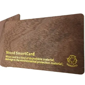 Gỗ trống RFID thẻ từ sọc NFC 213/215 thẻ tre thẻ kinh doanh với Vàng tem nóng văn bản