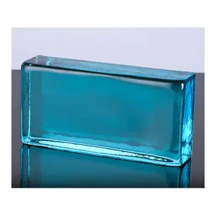 Aquamarine Colour Hot Melt Glass Blocks Bricks Suppliers With Customized Fire Rated/Soundproof/Moistureproof Solid Glass Brick