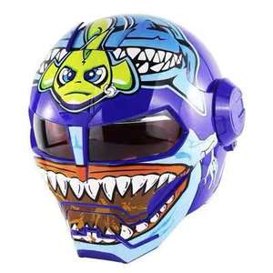 Fábrica al por mayor Cool Retro Electric Car Helmet ABS Full-face Ghost Helmet Mujer Alien Locomotive Personality Helmet - Product Image 5