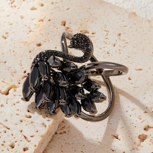 MyMuyu Black Swan Scarf Buckle Zircon Inlay Animal Knot Clasp Elegant Women's Accessory - Product Image 1