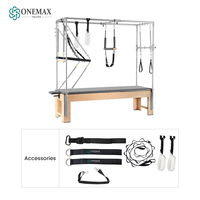 ONEMAX Professionnel Durable Réglable Équilibré Table de Pilates Cadillac Trapeze en Bois d'Érable avec Tour Complète, Appareil de Gymnastique