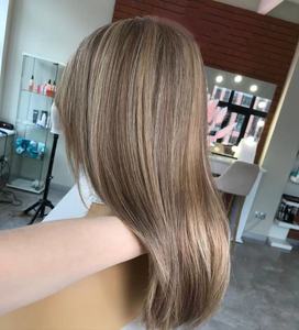 Haute qualité <span class=keywords><strong>frange</strong></span> couches cendré brun surbrillance <span class=keywords><strong>blonde</strong></span> avant de lacet perruques sans colle européenne cuticule aligné perruques de cheveux humains - Product Image 4