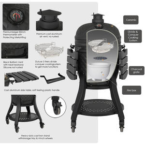 SEB Kamado Ultra Parrillas para barbacoa de nuevo diseño de 22 pulgadas Parrilla de carbón XL negra mate Parrilla de cerámica grande para exteriores Kamados - Product Image 3