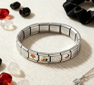 Ensemble de bracelets à breloques italiennes en émail, en acier inoxydable, modulaire DIY, élastique, pour femme, bijoux personnalisés, chat mignon, cerise - Product Image 2
