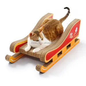 Özelleştirilmiş yeni kedi oyuncak noel kızak şekli oluklu kedi scratcher karton
