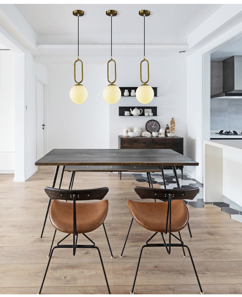 New Decorative Pendant Lamp Nordic Modern Gold Black Hanging Lamp Glass Ball Pendant Light For Bar Hotel Home Bedroom