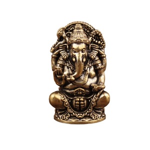 Estatua de Ganesha de Latón, Figura Decorativa para Mesa de Oficina u Hogar, Artesanía del Sudeste Asiático, Adorno Coleccionable - Product Image 5