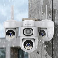 Caméra de surveillance PTZ 8K à 3 objectifs, étanche IP67, avec application, carte SIM 4G sans fil, système audio cloud, pour la sécurité extérieure domestique