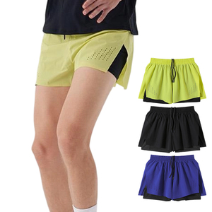 Shorts de course 2 en 1 pour hommes, respirants, légers, pour la salle de sport, entraînement, séchage rapide, shorts de sport - Product Image 1