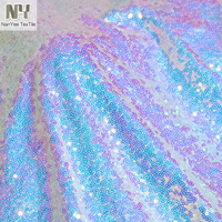 Tissu Lycra Nanyee Textile bleu à rose, entièrement recouvert de paillettes irisées extensibles de 3 mm, pour vêtements de scène et de danse