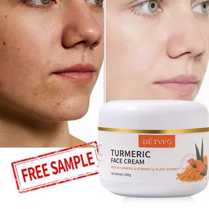 Pele Private Label Lightening Orgânica Dark Spot Remoção Anti Acne Whitening Turmeric Face Cream Para Acne Tratamento