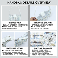 Sac à main en tweed PU personnalisé OEM, mini sac à main, marque privée, vente en gros, pour femmes, usage quotidien, rendez-vous, sorties