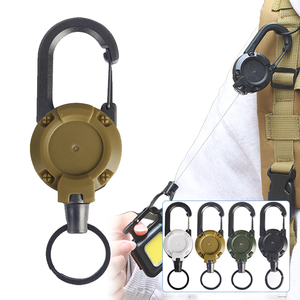 Porte-clés mousqueton rétractable avec câble métallique pour sac à dos, randonnée, camping, utilisation en extérieur, alliage d'aluminium, 1 pièce - Product Image 1