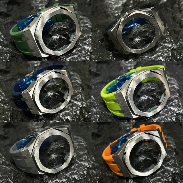 Silver case with Rubber Watch Strap Set for GA2100 GA2110 CASIOak Customizing More Colors Optional Diy High Quality Watch Parts