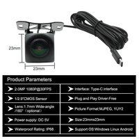 Caméra de recul universelle pour voiture 1080P FishEye 160 degrés, interface Android Type-C, navigation, mini caméra de recul