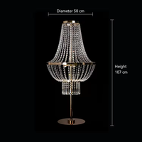 Lampe de sol en métal doré et cristal pour mariage, fête, événements, décoration de table, centre de table de mariage