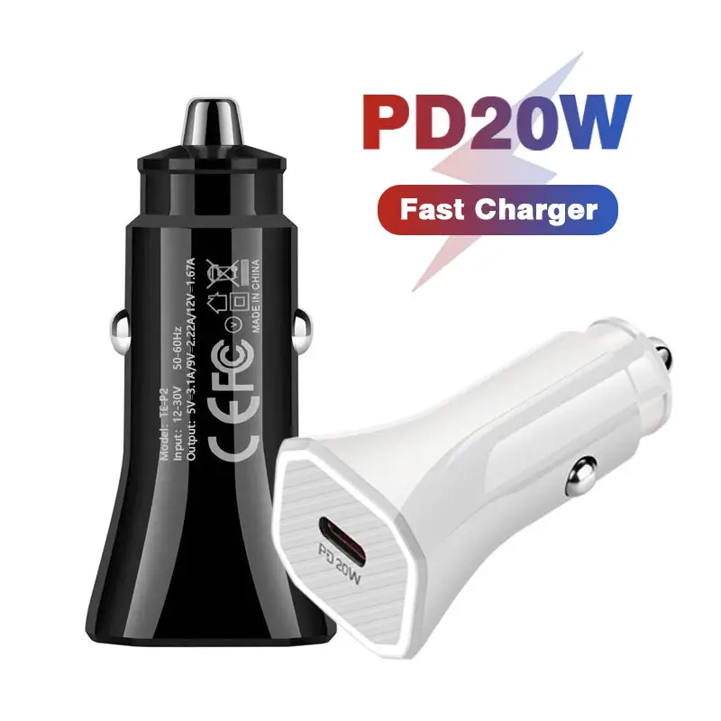 20w PD USB-C car charger LED TYPE C mobile phone Fast Charger car Power adapter for iphone 11 12 13 pro
