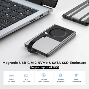 외부 M.2 NVME SSD 인클로저 노트북 휴대 전화 비디오 파일 저장을위한 PD100W 고속 충전 기능이있는 마그네틱 솔리드 스테이트 드라이브