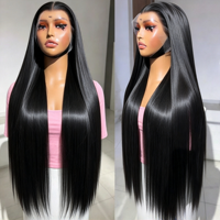 Wig Rambut Asli 13x4 HD Transparent Lace Front dengan Hairline Pre Plucked dan Baby Hair, Wig Lurus Alami Brasil untuk Wanita Kulit Hitam