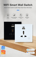 Adaptador de enchufe de cargador de pared USB, panel de toma de corriente universal, interruptor blanco