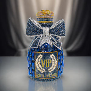 Tas genggam botol sampanye pita emas wanita pernikahan berlian imitasi kristal mewah kualitas tinggi 9 warna pola telinga gandum tas makan malam Prom - Product Image 2