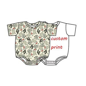 Qingli OEM Không Có Thuế quan Mới Phong Cách Trẻ Em Tùy Chỉnh Hoa In Romper Trẻ Em Ngắn Tay Áo Bong Bóng Tre Romper - Product Image 2