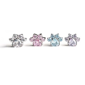 Boucles d'oreilles en alliage de titane et zircon en forme de patte de chat, clous de 0,9 mm pour remplacement de bijoux de perçage d'oreille - Product Image 5