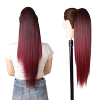 Extensions de cheveux synthétiques Julianna Kanekalon en fibre Futura, lisses, effet Yaki, raides comme des baguettes, postiches queue de cheval à cordon de serrage, vente en gros