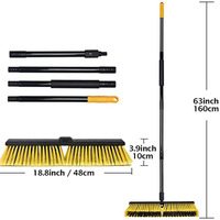 Balai à pousser robuste pour le jardin, le sol et le nettoyage, brosse en plastique pour l'extérieur, balayage rigide, balais magiques à Long manche