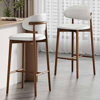 Chaises de bar luxe moderne nordique rustique grand comptoir bois cuir dos cuisine métal haut tabouret meubles chaise Bar pour Table de Bar