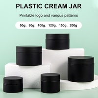 Nouveau Pot en Plastique PET à Large Ouverture Ambre, Noir, Blanc, Transparent de 100g, 200g, 250g, 500g avec Couvercle en Bois Doré pour Emballage Cosmétique