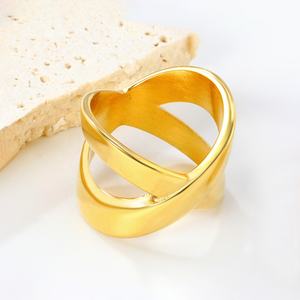 Anillos Abiertos Gruesos de Acero Inoxidable con Baño de Oro PVD de 18K, Resistentes al Agua, para Parejas, Tendencia Europea y Americana, No se Desvanecen, para Mujer - Product Image 5