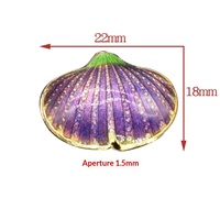 Perle d'espacement pour pendentif arrière, style vintage, émail traditionnel haute température bleu argenté, Cloisonm, 22*18mm, Coquille