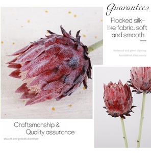 Fleur de Protea Artificielle Réaliste en Tissu Floqué Effet Soie 60CM pour Maison, Hôtel, Mariage, Noël, Fête des Mères, Écologique - Product Image 4